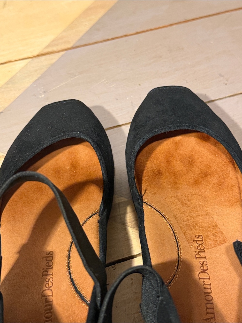 L’Amour Des Pieds “Amadour” style Sz 8 1/2 Black Suede Mary Jane Platform - Picture 6 of 12